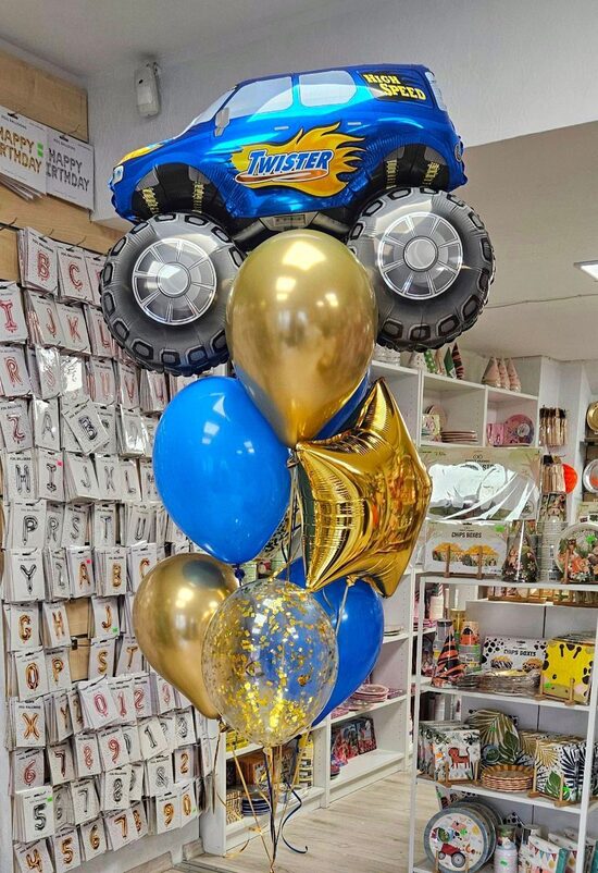 N-32 Hēlija balonu kompozīcija "Balonu pušķis ar Monstertraku".